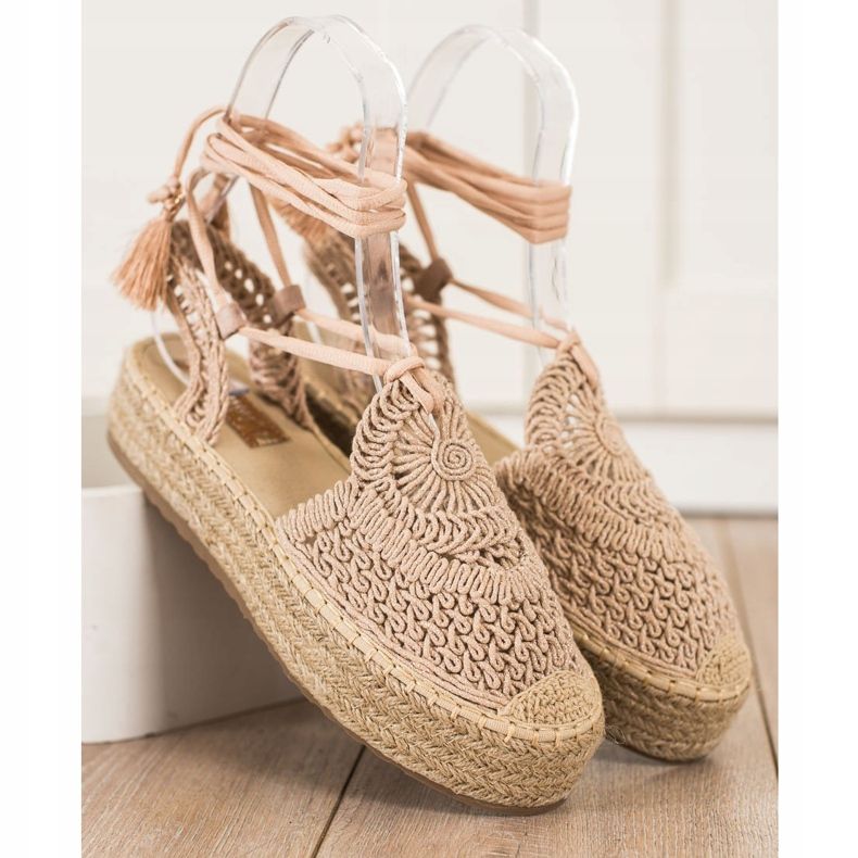 Seastar Svázané espadrilky na platformě béžový 1