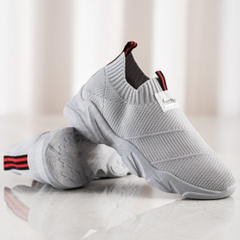 SHELOVET Šedé nazouvací módní tenisky šedá 1