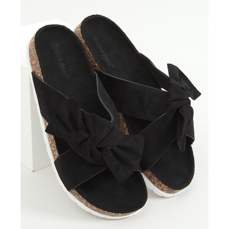 Černé korkové pantofle 7853 Black černý 1