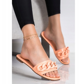 Ideal Shoes Módní oranžové pantofle pomerančový 2