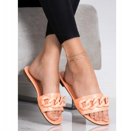 Ideal Shoes Módní oranžové pantofle pomerančový 1