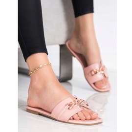 Renda Elegantní pantofle s ozdobou růžový 1