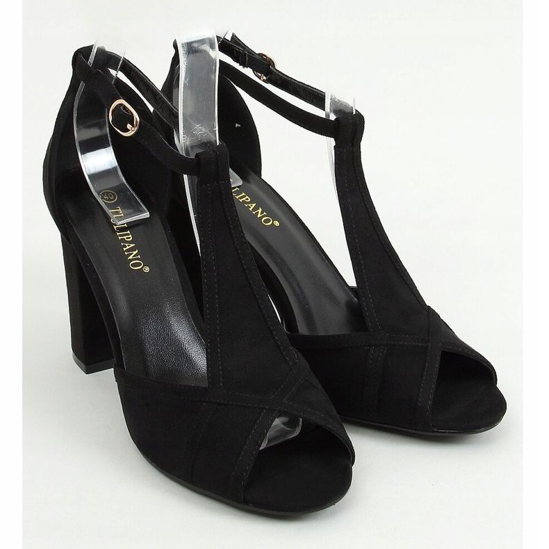 Černé sandály na vysokém podpatku P1L1798-3 Black černý 1