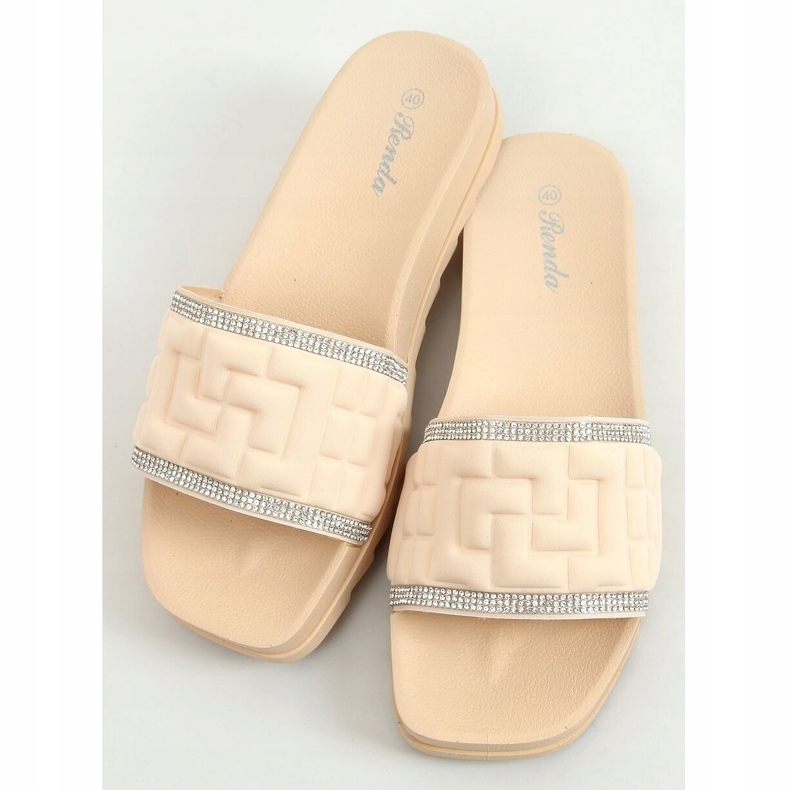 Dámské béžové pantofle 35-211 Béžové béžový 1