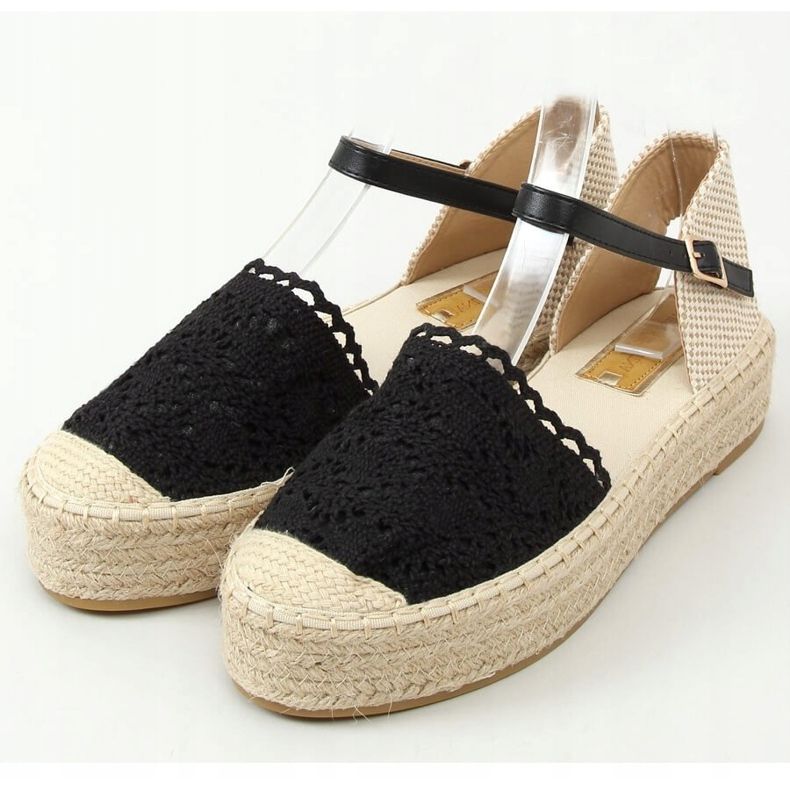 Černé krajkové espadrilky 919-4 černé černý 1