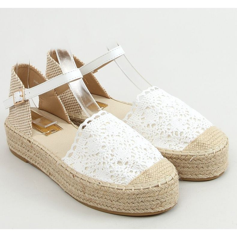 Bílé krajkové espadrilky 919-4 White bílý 1
