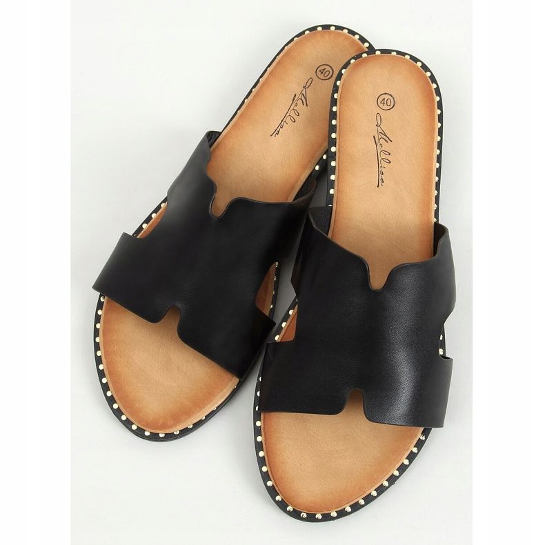 Černé dámské černé pantofle SL1525 Black černý 1