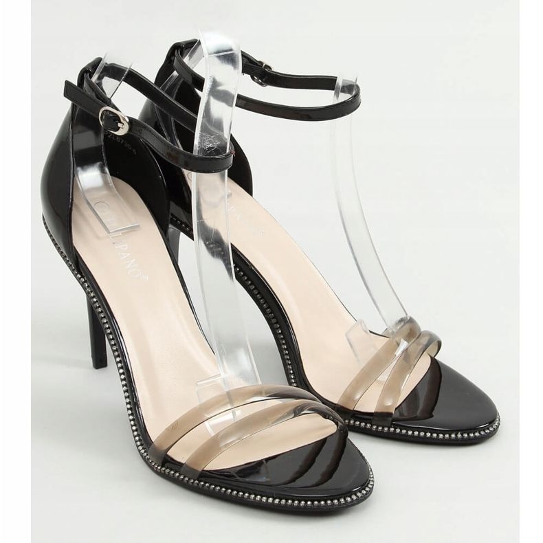 Černé sandály na vysokém podpatku P2L6735-6 Black černý 1
