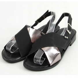 Černé dámské sandály S060117 Black černý stříbro 1