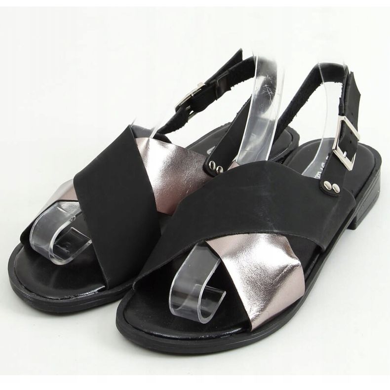 Černé dámské sandály S060117 Black černý stříbro 1