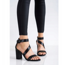 Renda Sandály Na Tyči S Eko Kůže černý 2