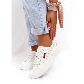 Dámské krajkové tenisky Big Star W274925 bílé bílý 3