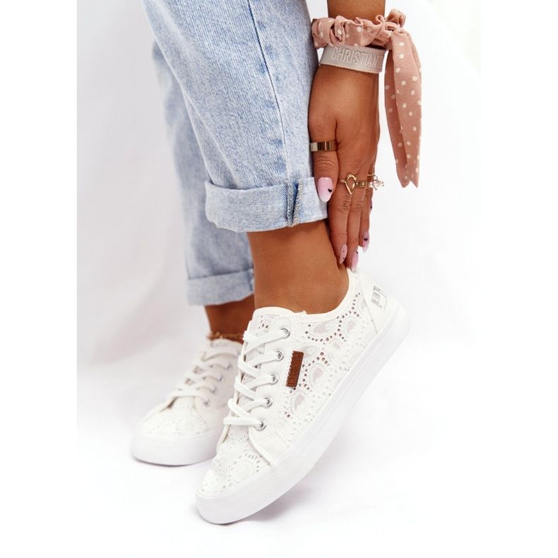 Dámské krajkové tenisky Big Star W274925 bílé bílý 3