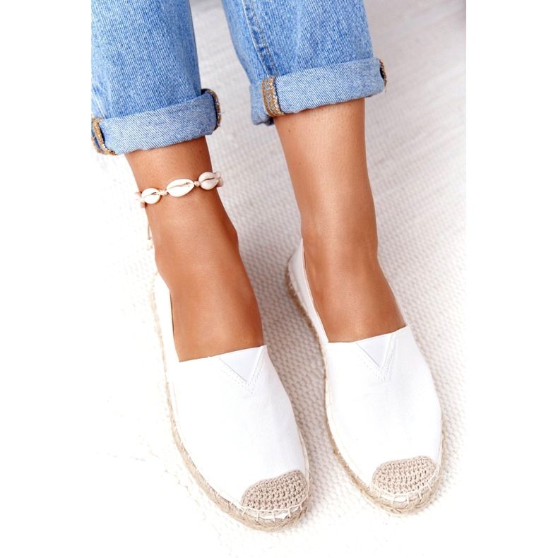 Espadrilky na pletené podrážce Big Star HH274493 bílá béžový bílý 5