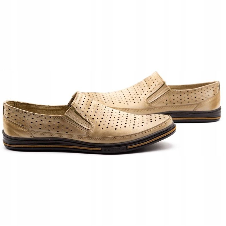 Polbut Pánská prolamovaná obuv 2107P, béžová béžový 4