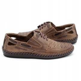 Polbut Pánské prolamované mokasíny J69L hnědé hnědý 1