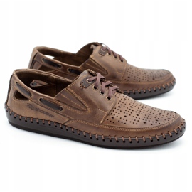 Polbut Pánské prolamované mokasíny J69L hnědé hnědý 3