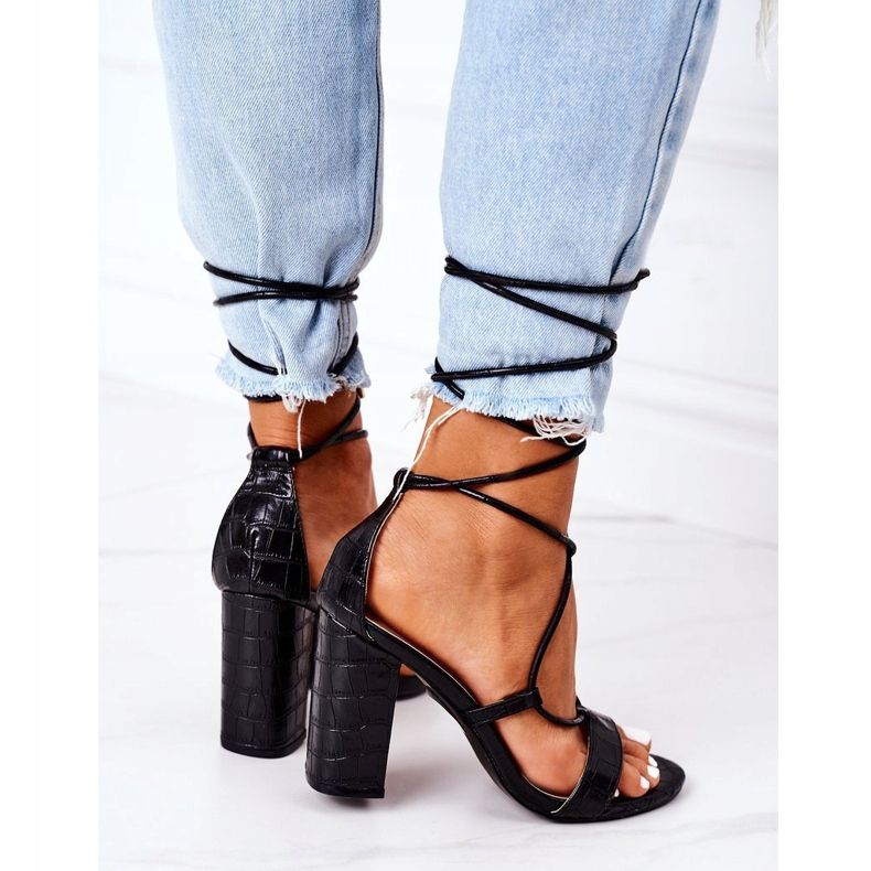 PS1 Svázané sandály na černém mole černý 1