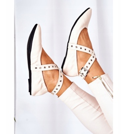 Skládací kožené balerínky Lu Boo béžové béžový 1