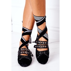 Vázané velurové Lu Boo černé balerínky černá 1