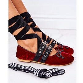 Vázané velurové balerínky Lu Boo Burgundsko červené 1 Vázané velurové balerínky Lu Boo Burgundsko červené 1