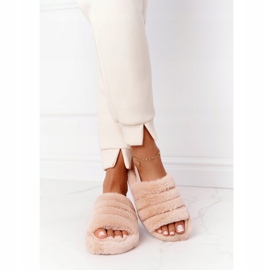 PS1 Kožešinové pantofle na béžové platformě sněhové vločky béžový 2