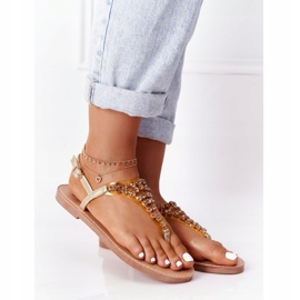 Sandály Žabky s kamínky Lu Boo Golden zlatý 2