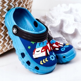 Dětské pěnové pantofle Crocs Blue Black Oscar černý modrý 2