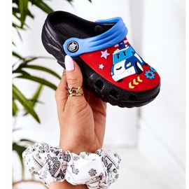 Dětské pěnové pantofle Crocs Black Blue Oscar černý červený modrý 2