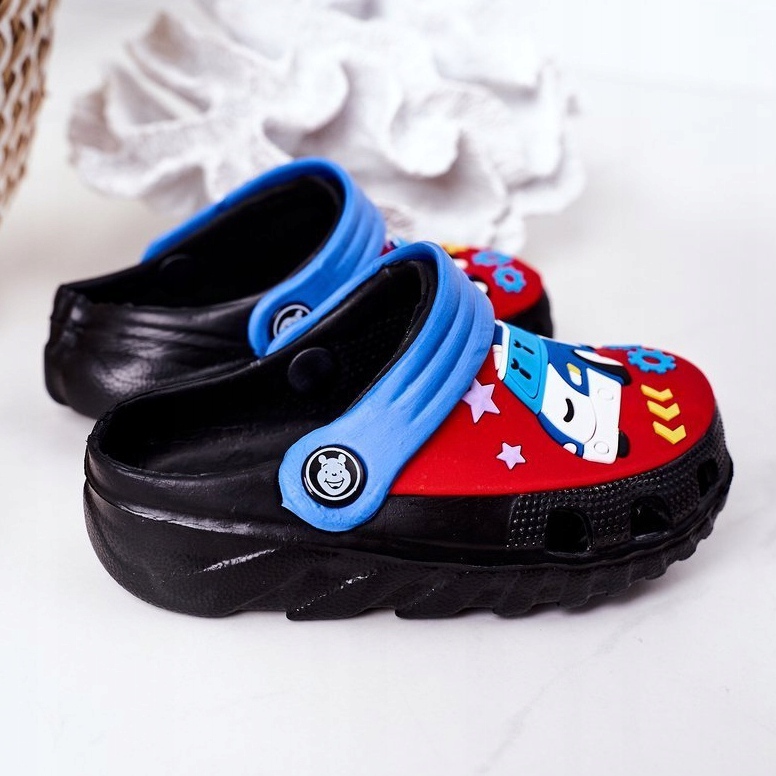 Dětské pěnové pantofle Crocs Black Blue Oscar černá červené modrý 1