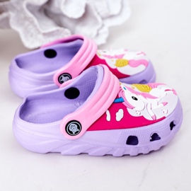 Dětské pěnové pantofle Crocs Violet Pink Oscar fialová růžový 1