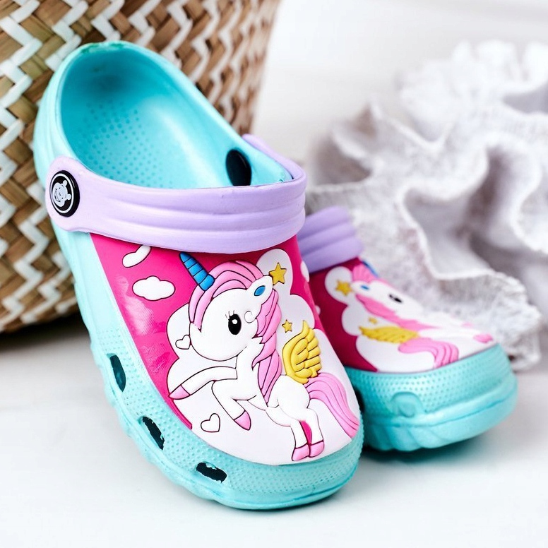 Dětské pěnové pantofle Crocs Green Violet Oscar fialová zelený 2