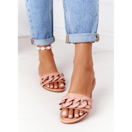 PS1 Kožené pantofle s řetízkem Camel krok za krokem khaki 2