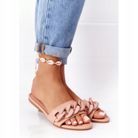 PS1 Kožené pantofle s řetízkem Camel krok za krokem khaki 1