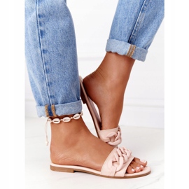 PS1 Kožené pantofle s řetízkem béžové krok za krokem béžový 1