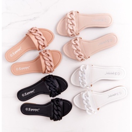 PS1 Kožené pantofle s řetízkem béžové krok za krokem béžový 2