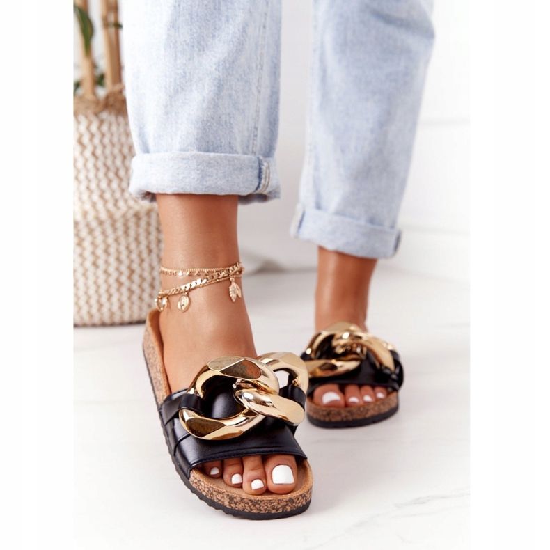 PS1 Černé žabky s řetězem Černý poslední tanec černá 2