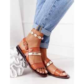 PE1 Dámské ploché sandály, hnědé a zlaté Doris hnědý zlatý 2