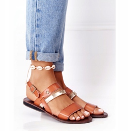 PE1 Dámské ploché sandály, hnědé a zlaté Doris hnědý zlatý 1