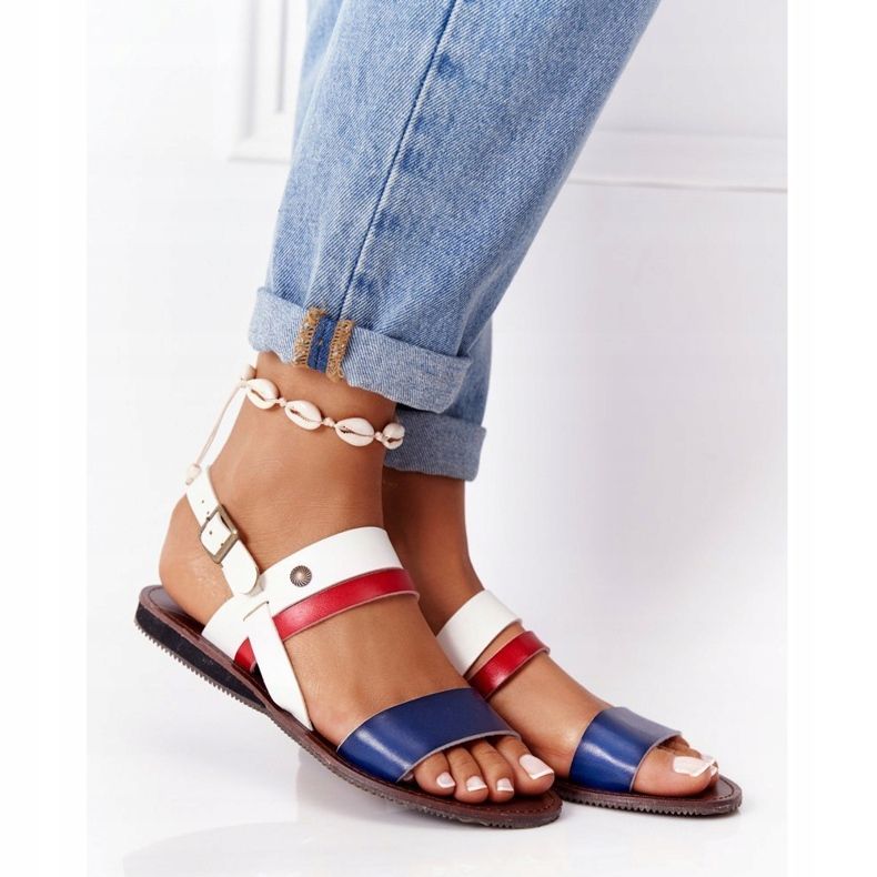 PE1 Dámské ploché sandály, tmavě modrá a bílá Doris bílý hnědý námořnická modrá 2 PE1 Dámské ploché sandály, tmavě modrá a bílá Doris bílý hnědý námořnická modrá 2