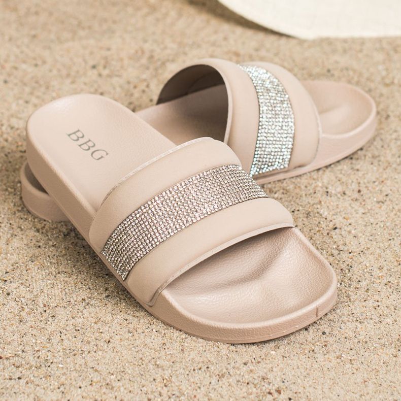 SHELOVET Pantofle s krychlovým zirkonem béžový 2