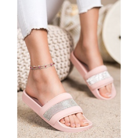 SHELOVET Pantofle s krychlovým zirkonem růžový 2