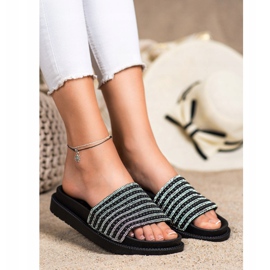 SHELOVET Pantofle na platformě s krychlovým zirkonem černá 1