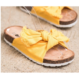 Forever Folie Pohodlné textilní pantofle žlutá 2