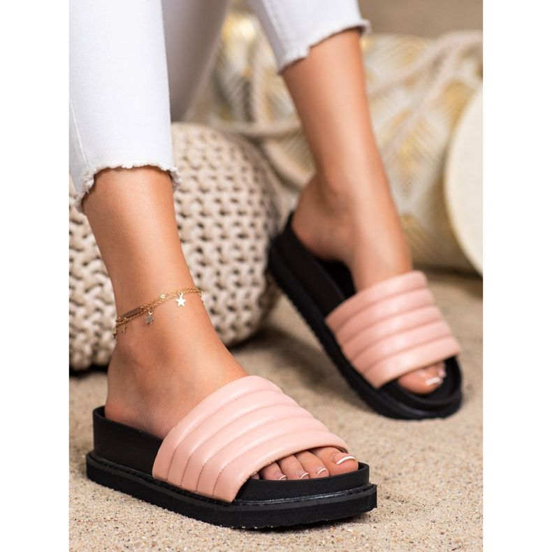 Seastar Lehké eko kožené přezůvky růžový 1