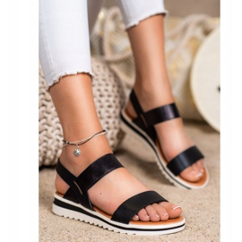 Best Shoes Módní nazouvací sandály černá 2