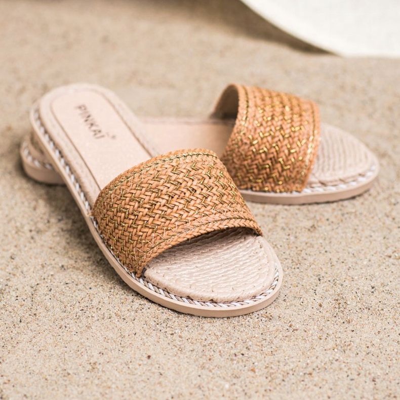 SHELOVET Neformální pletené pantofle béžový 2