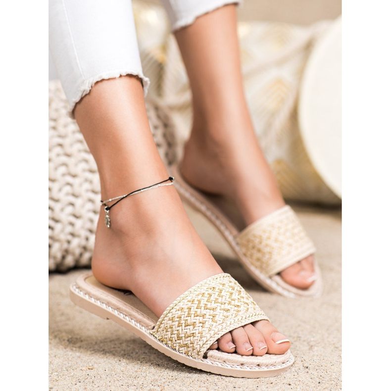 SHELOVET Neformální pletené pantofle béžový 1