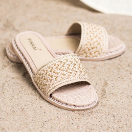 SHELOVET Neformální pletené pantofle béžový 2