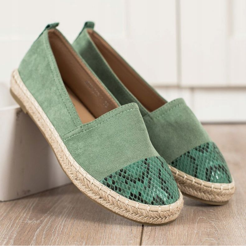 Bestelle Espadrilky s hadí tiskovou vložkou zelený 1
